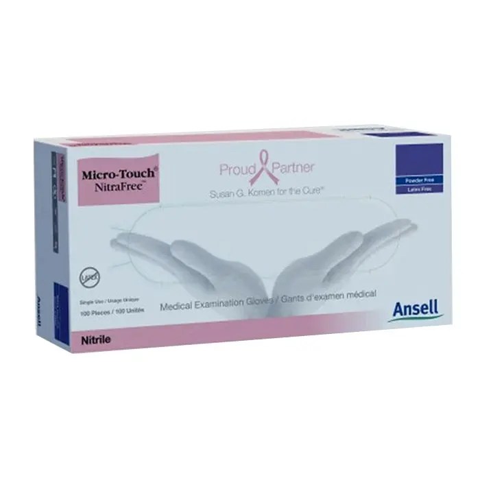 Ansell MicroTouch NitraFree NonSterile Exam Gloves Pink Chemo Tested