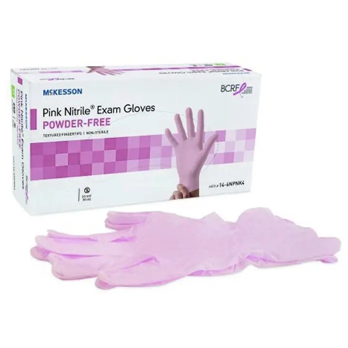 Pink Nitrile Exam Gloves NonSterile Powder Free McKesson