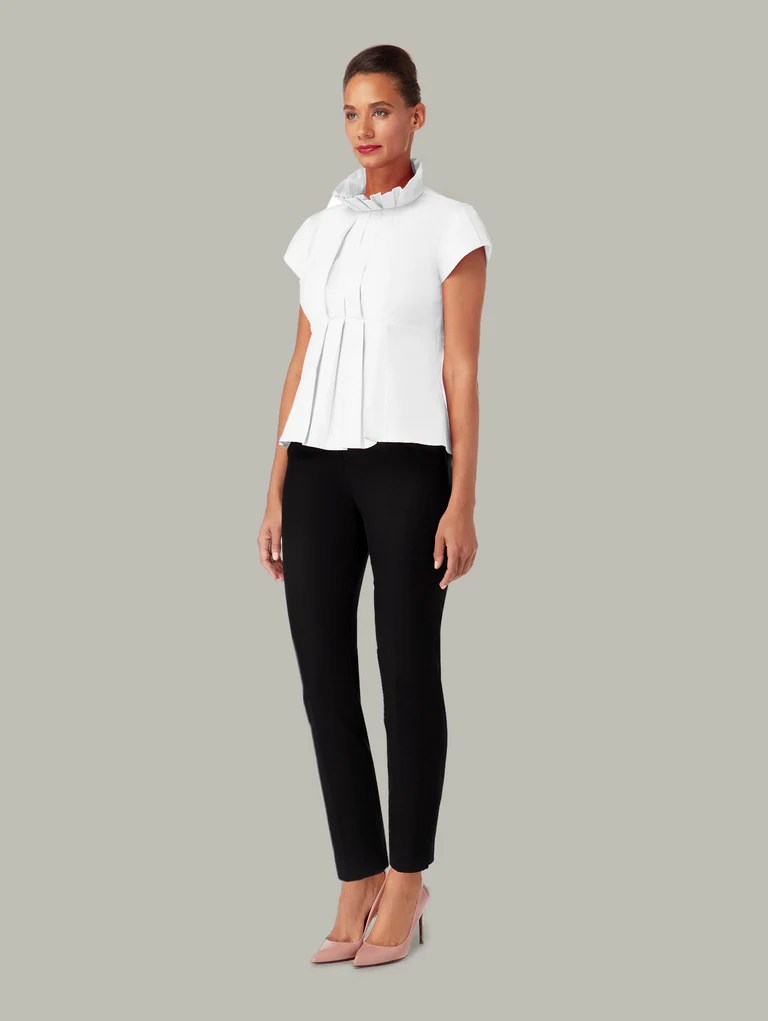EmpireCut Pleated Top in White Women's Tops Online DEPLOY DEPLOY