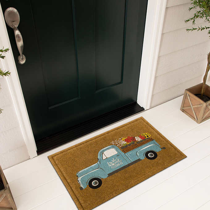 Faux Coir Doormat, Farmhouse Truck, 24" X 36" Depo House