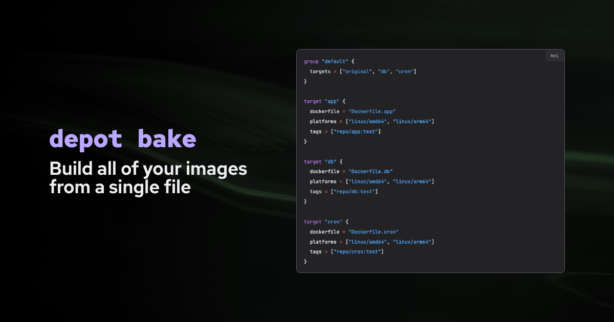 Build all of your Docker images concurrently from a file with bake