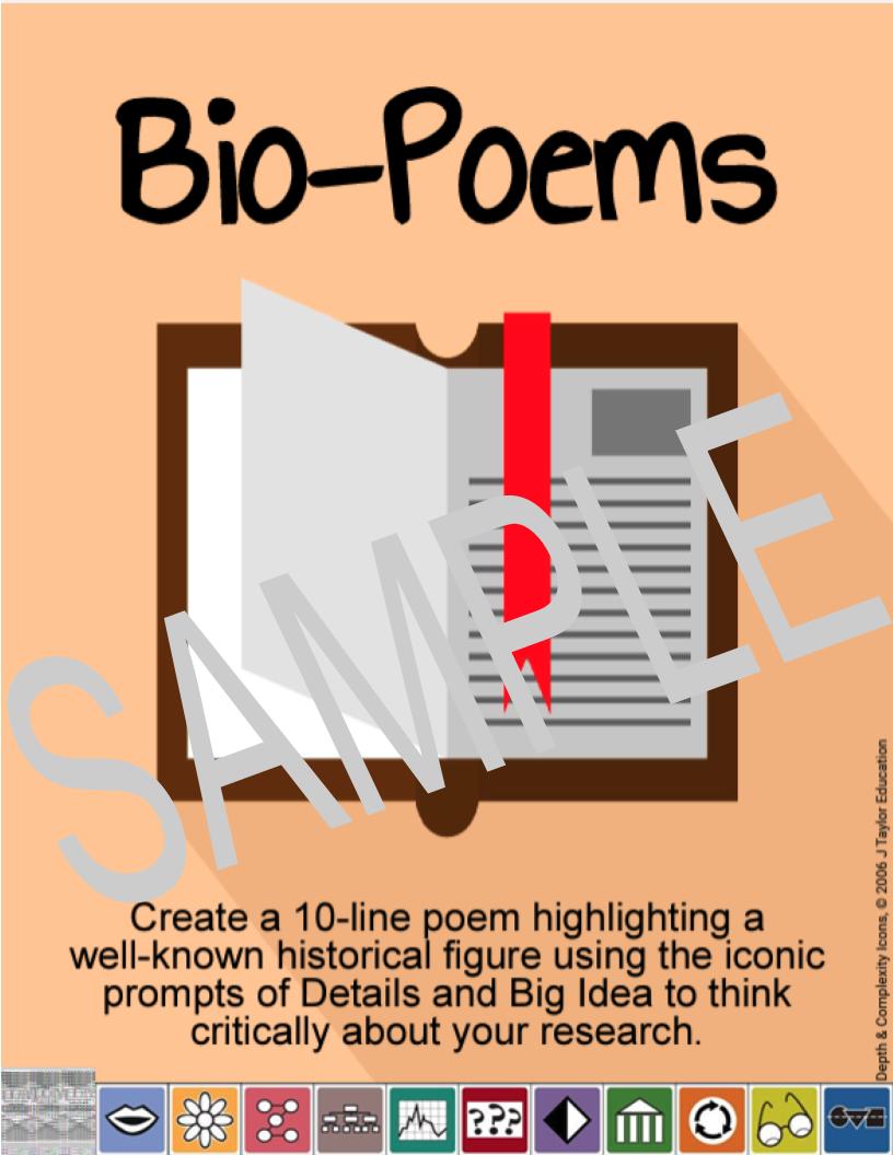 Social Studies Activity BioPoems (2nd 8th Grade) The Center For