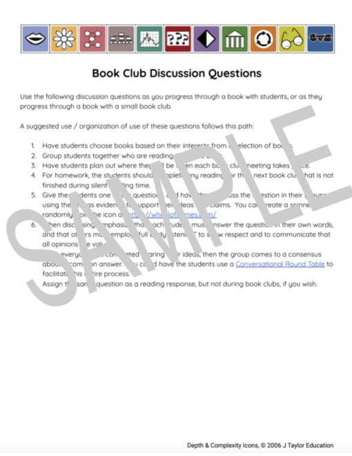Book Club Discussion Questions (3rd8th Grade) The Center For Depth