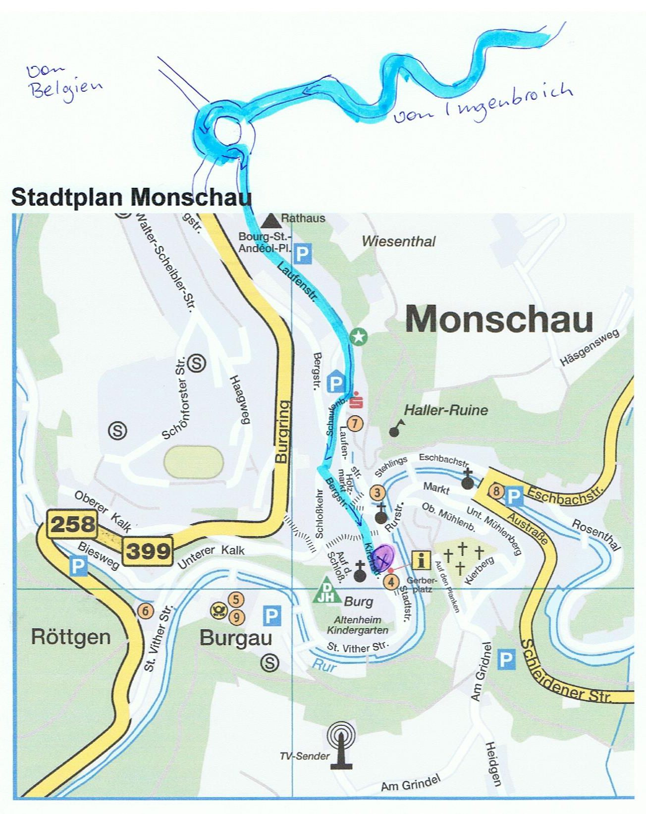 Monschau Karte Karte Monschau Der kleine Globetrotter