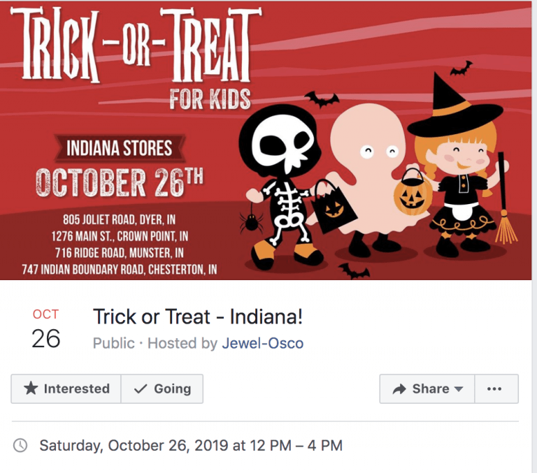 near an Indiana Jewel? 10/26 trick or treat deranged.mederanged.me