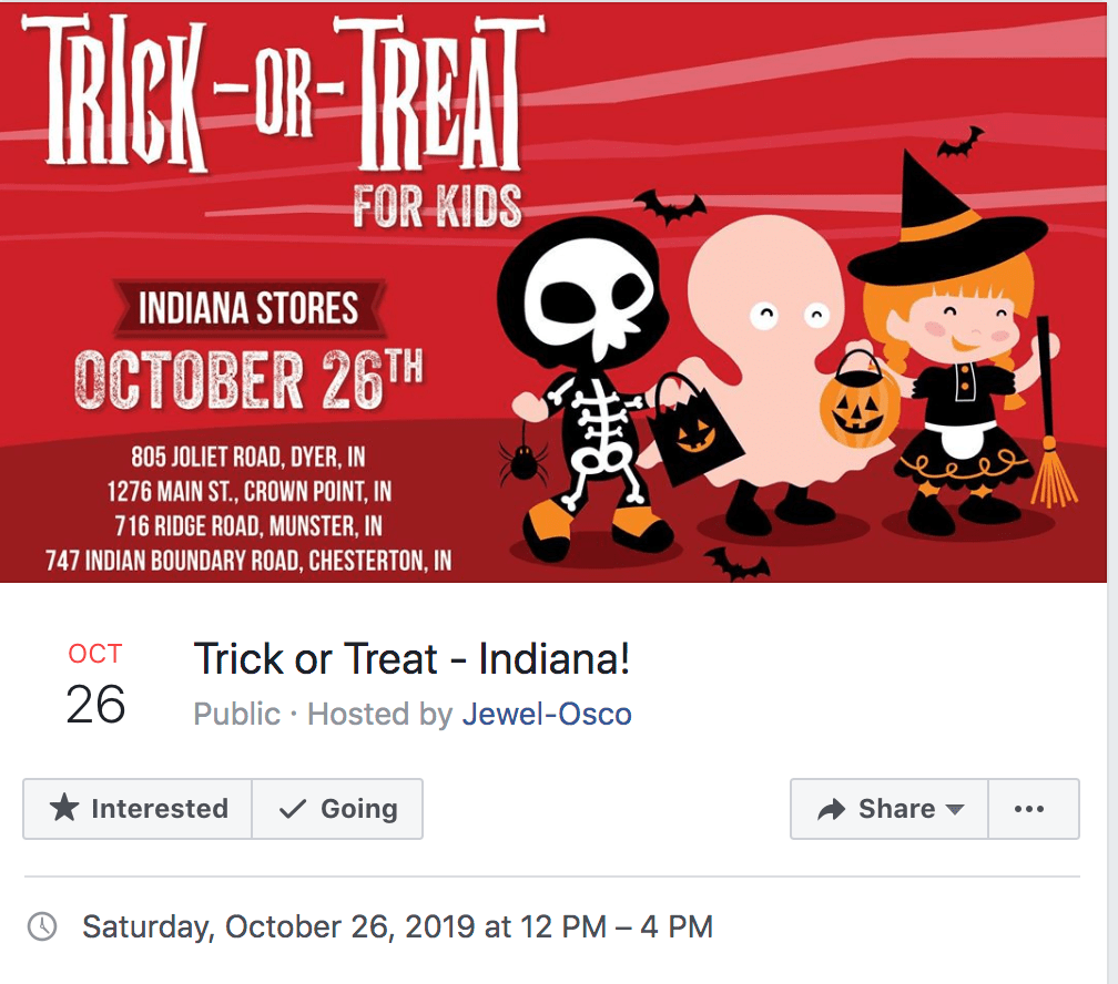 near an Indiana Jewel? 10/26 trick or treat deranged.mederanged.me