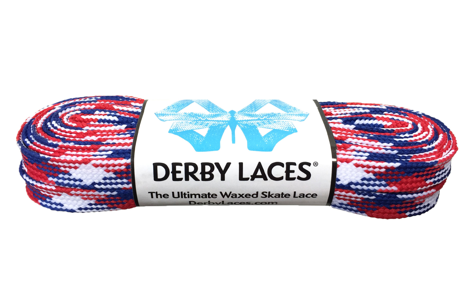 Red, White, and Blue USA 45 inch (114 cm) Derby Laces Waxed Roller