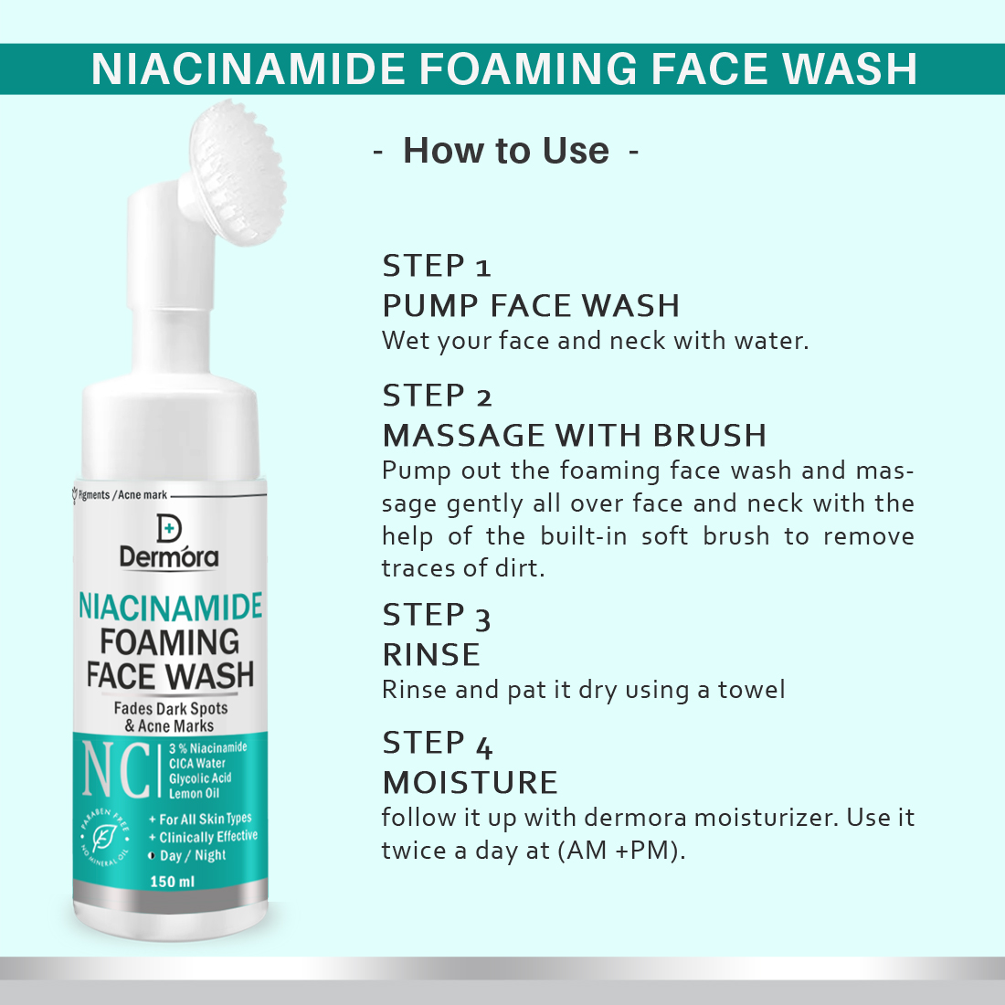 Dermora Niacinamide foaming Face wash 150 ml dermora