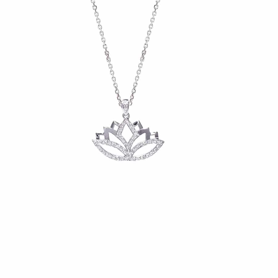 Lotus Diamond Pendant in 18k White Gold DeRocks Trading Pte Ltd