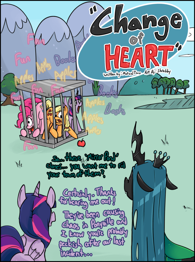 1286397 safe, artistshrabby, applejack, pinkie pie, queen chrysalis