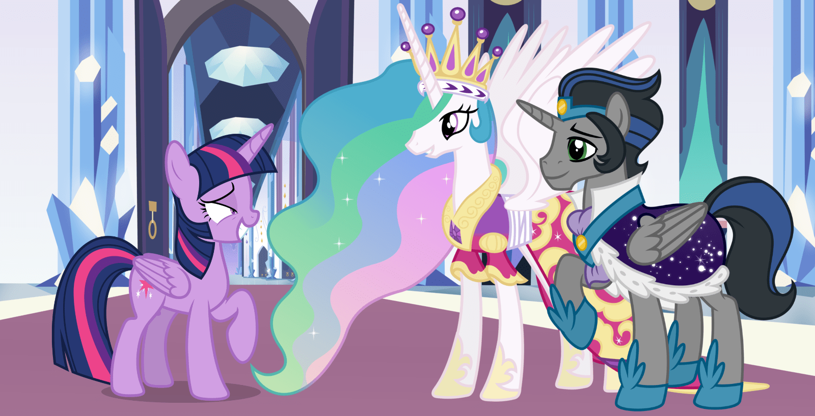 1753695 safe, artist3d4d, king sombra, princess celestia, twilight