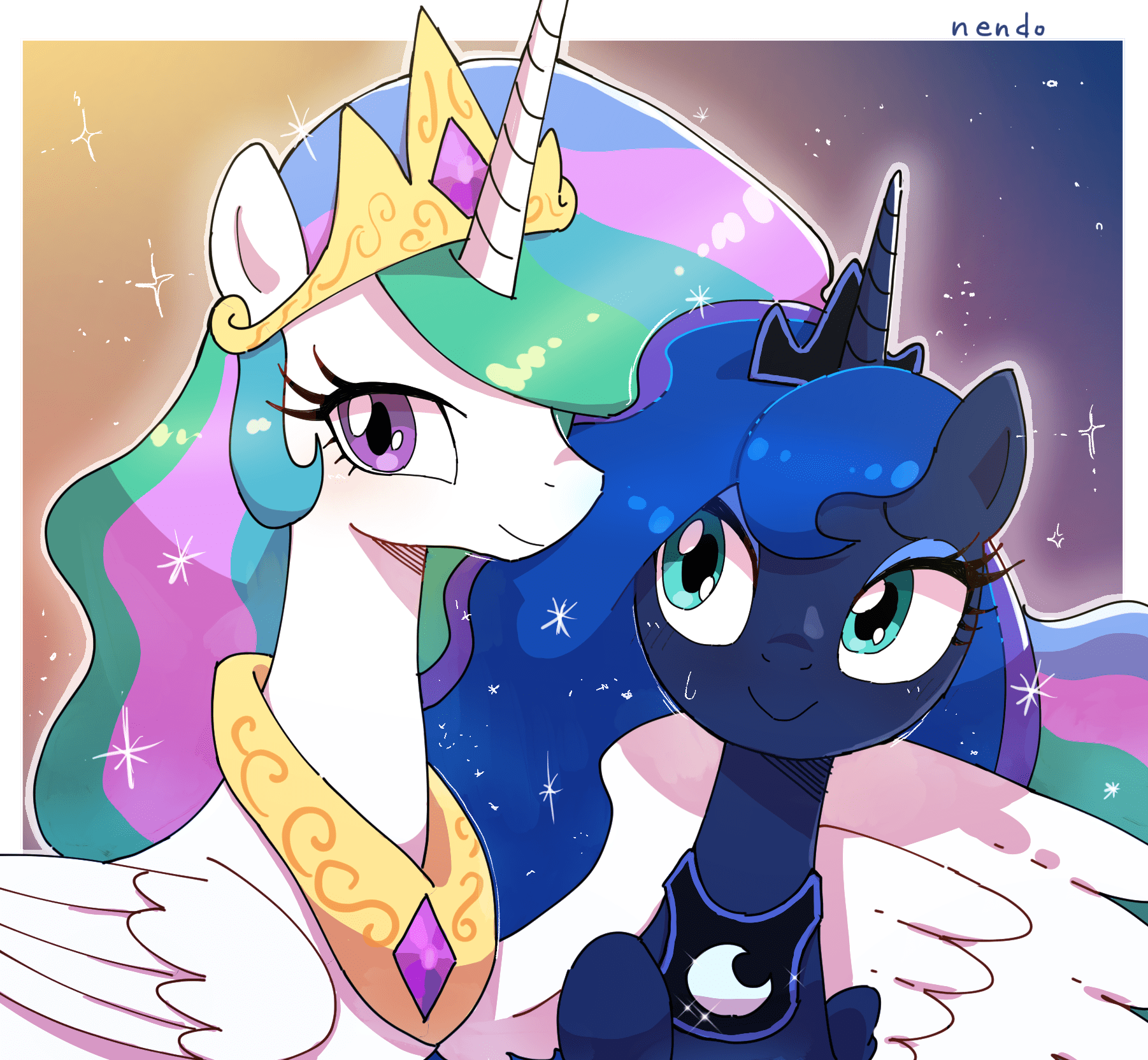 Princess Celestia and Princess Luna by Nendo r/mylittlepony