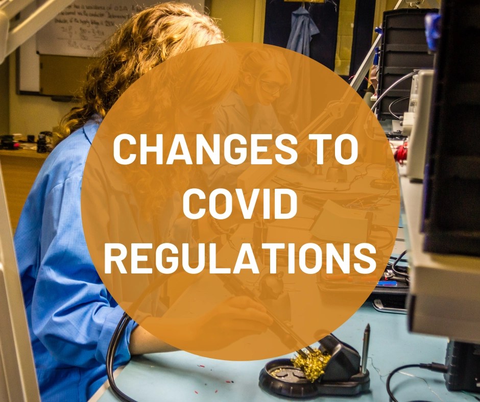 Changes to Covid Regulations at the training centre Derwent Training