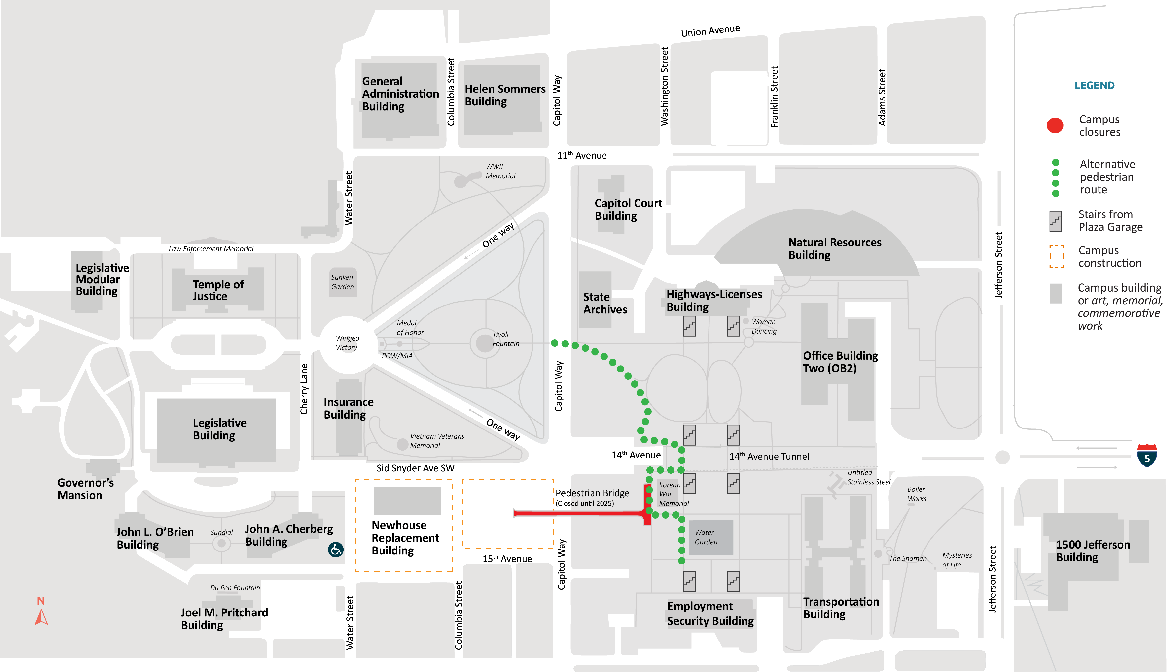 Capitol Campus Pedestrian Bridge to close May 15 until 2025 for safety