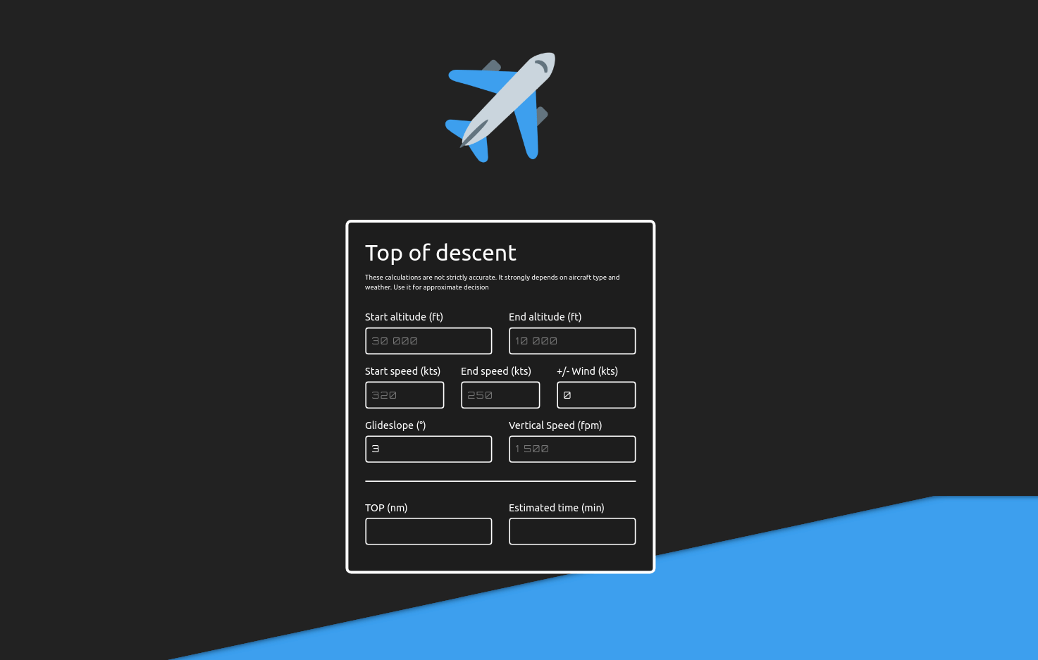 Calculate your descent path Top of descent calculator