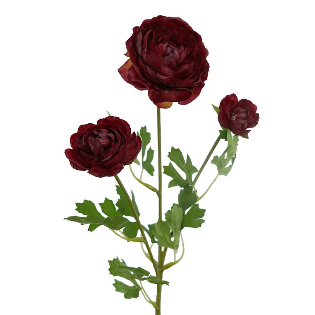 Artificial Ranunculus 3H Red 61cm Desflora