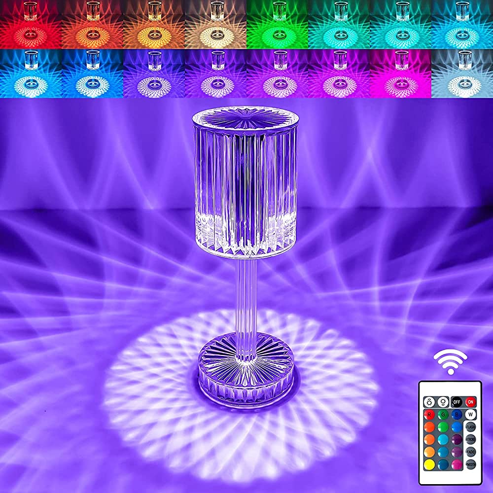 TypeC Recharging Touch Diamond Crystal RGB Table Lamp With Remote