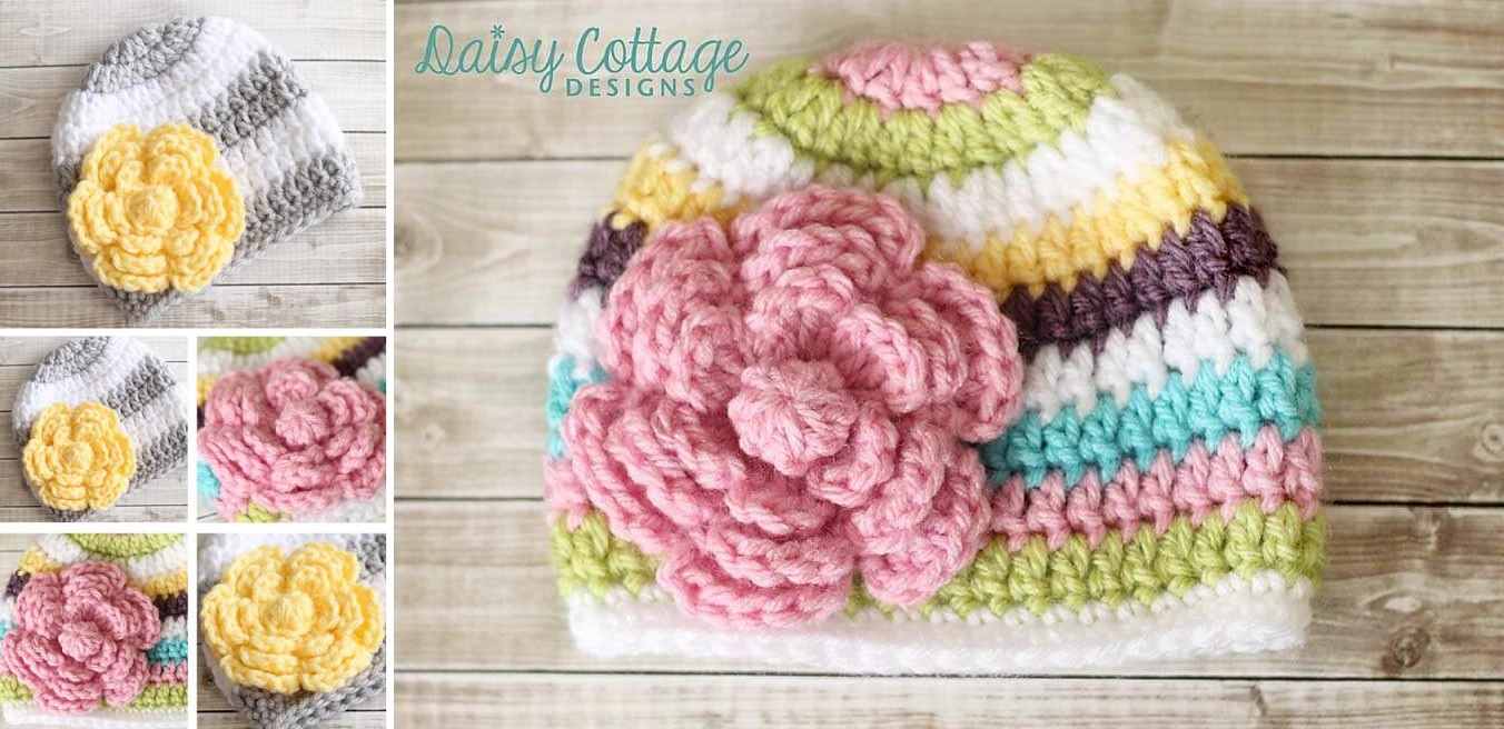 Flower Beanie by DCD Tutorials & More