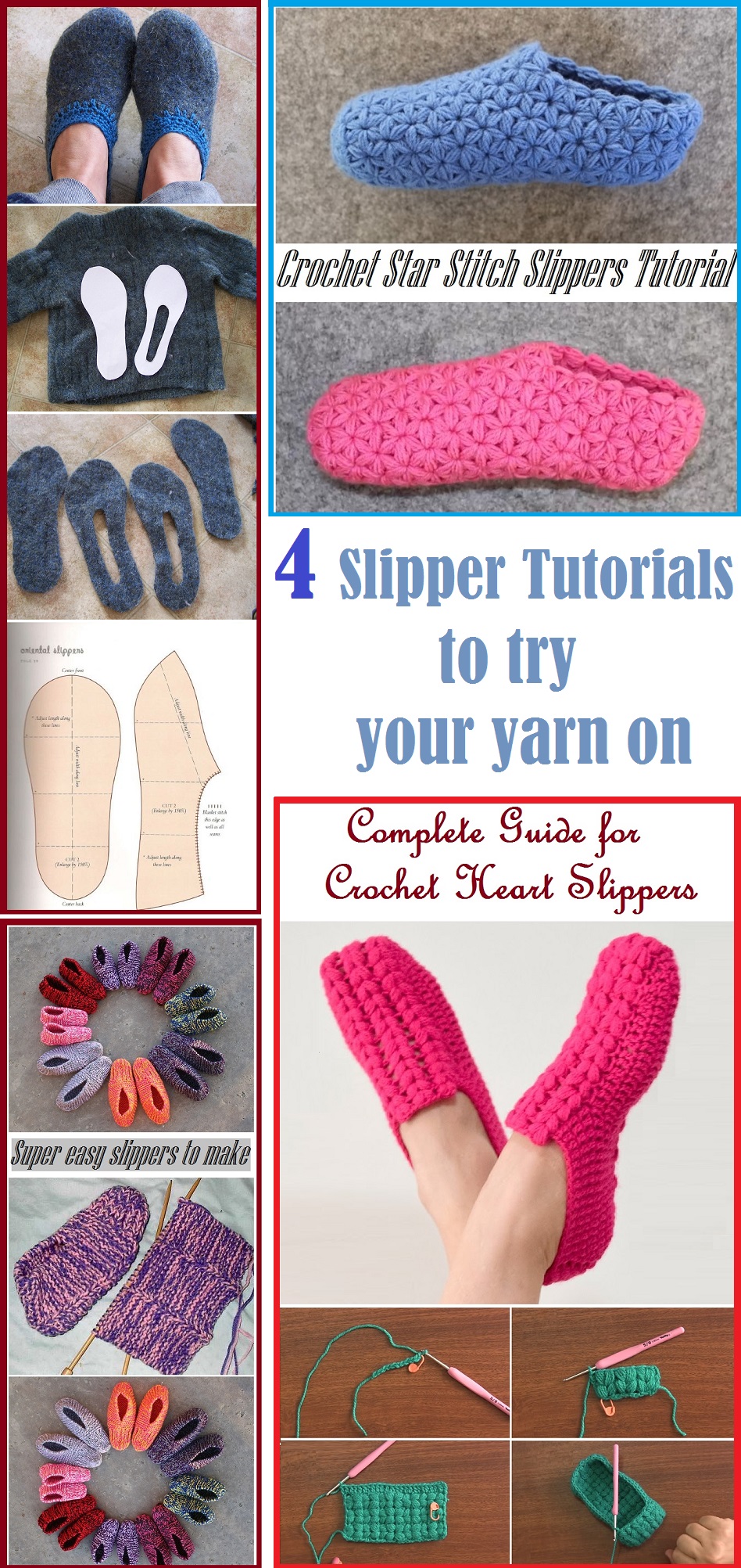 4 Slipper Tutorial to Try Your Yarn On Tutorials & More