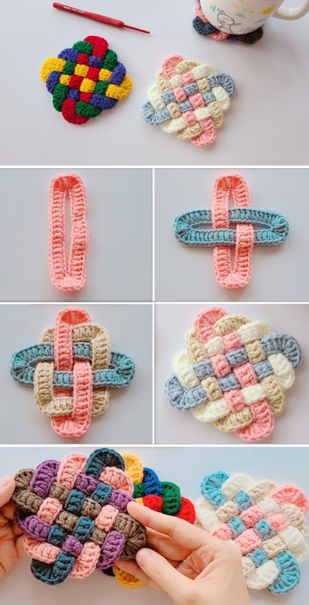 Crochet Square Coaster ‘Junkou’ Tutorials & More