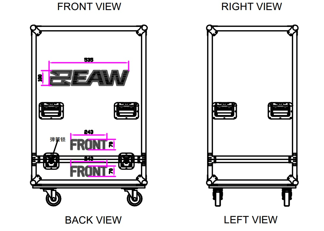 Diagrams of RSX208L Roadcase