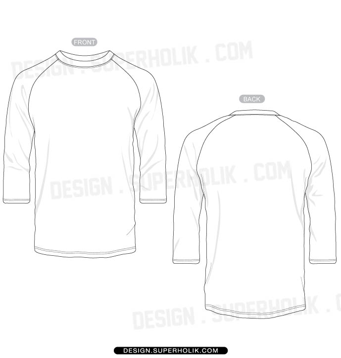 Fashion design templates, Vector illustrations and Cliparts3/4 sleeve