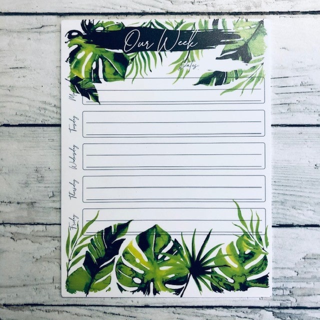 Acrylic Weekly Planner Tropical Leaves Design and Branding
