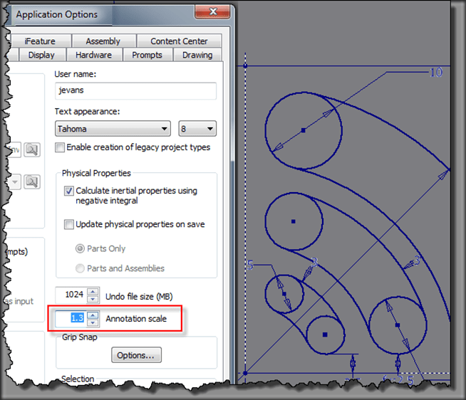Autodesk inventor 2013 change text size in sketch