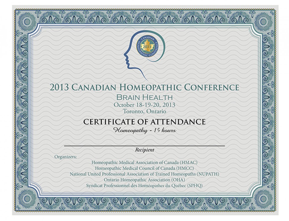 Certificate Canadian Homeopathic Conference Design Canada