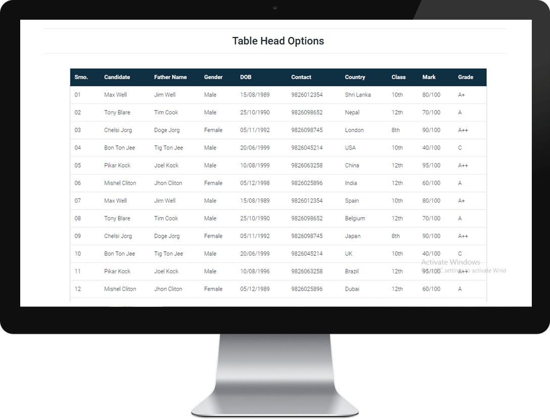 TBL Bootstrap 4 Table Design with Angularjs