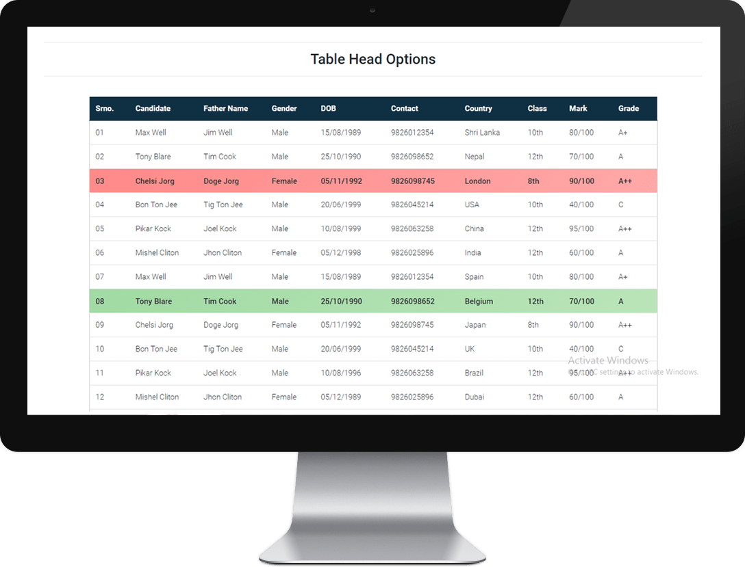 TBL Bootstrap 4 Table Design with Angularjs