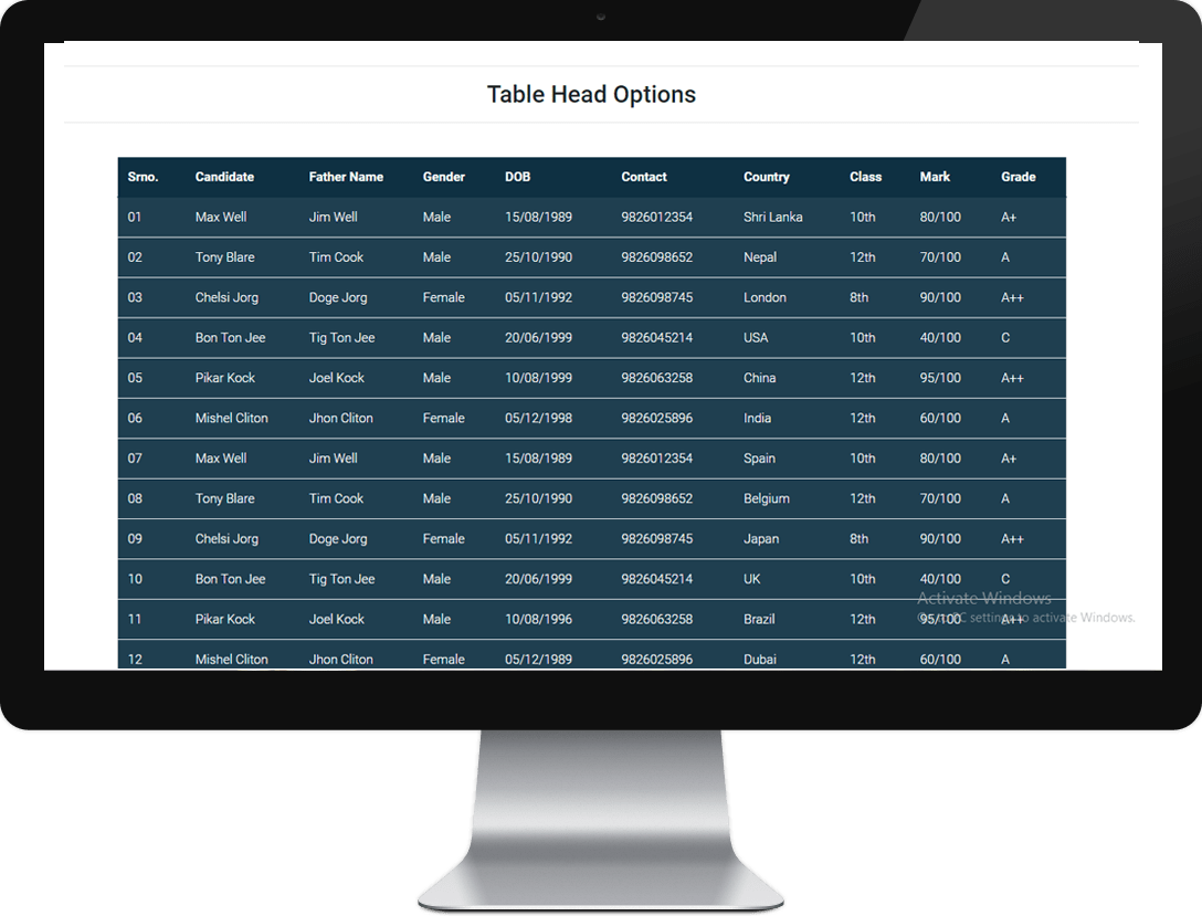 TBL Bootstrap 4 Table Design with Angularjs
