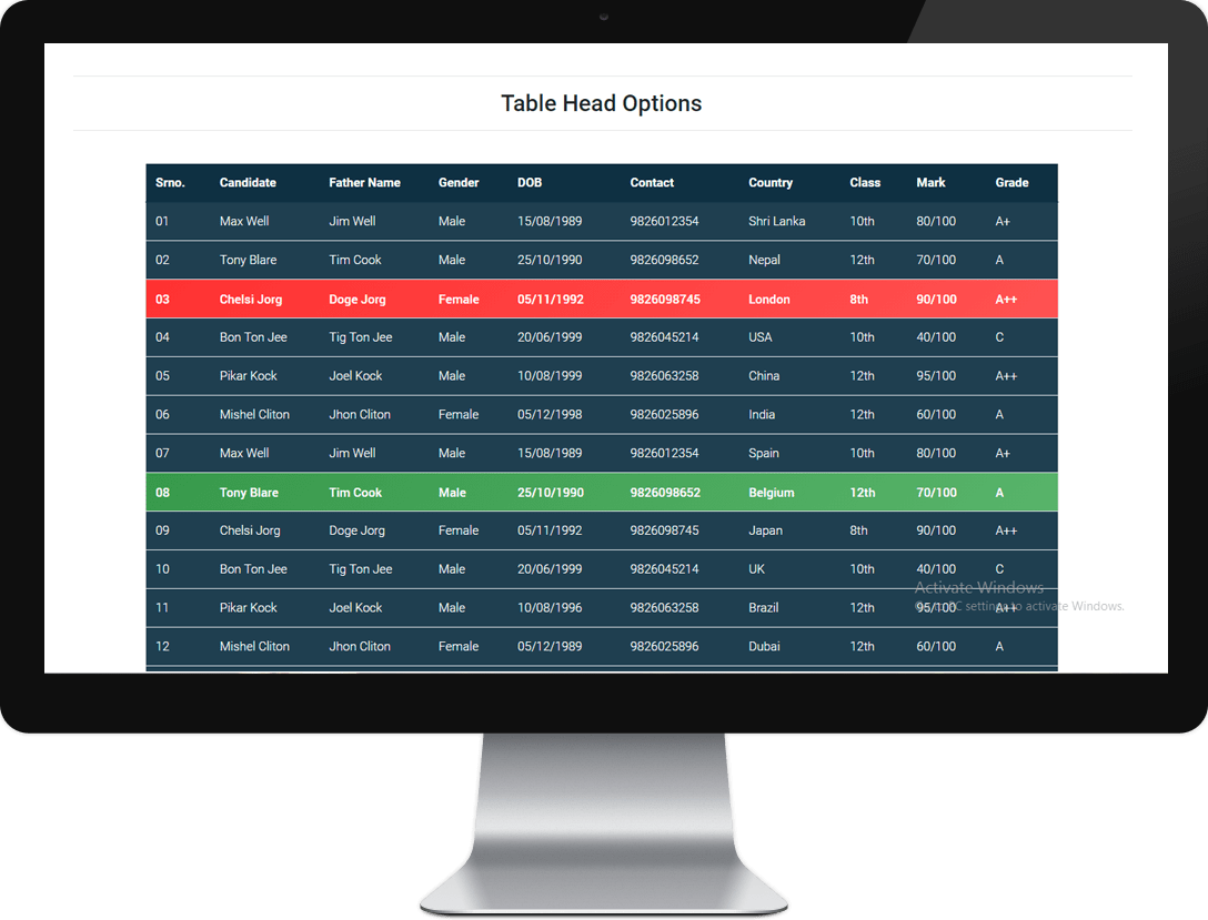 TBL Bootstrap 4 Table Design with Angularjs