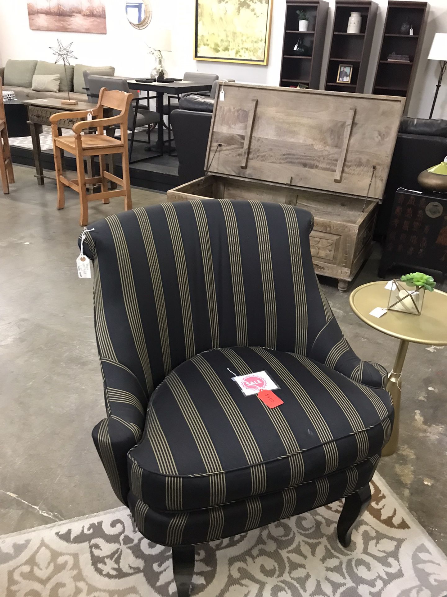Striped Upholstered Chair Design Consignment