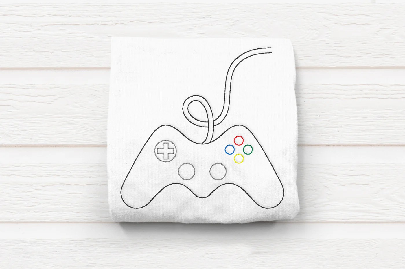 Linework Video Game Controller Embroidery Design File Designed by Geeks