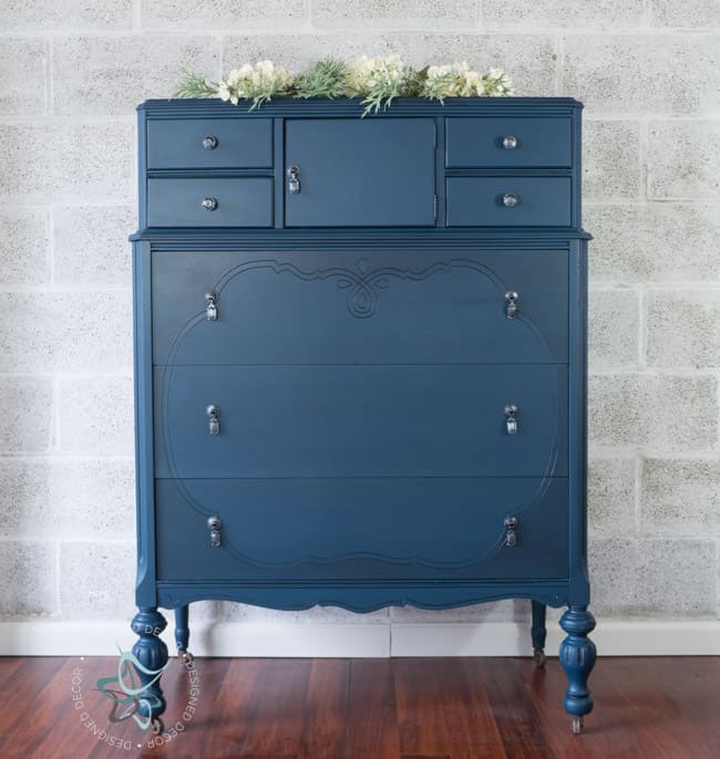 Easy Beautiful Blue Painted Dresser Makeover Designed Decor
