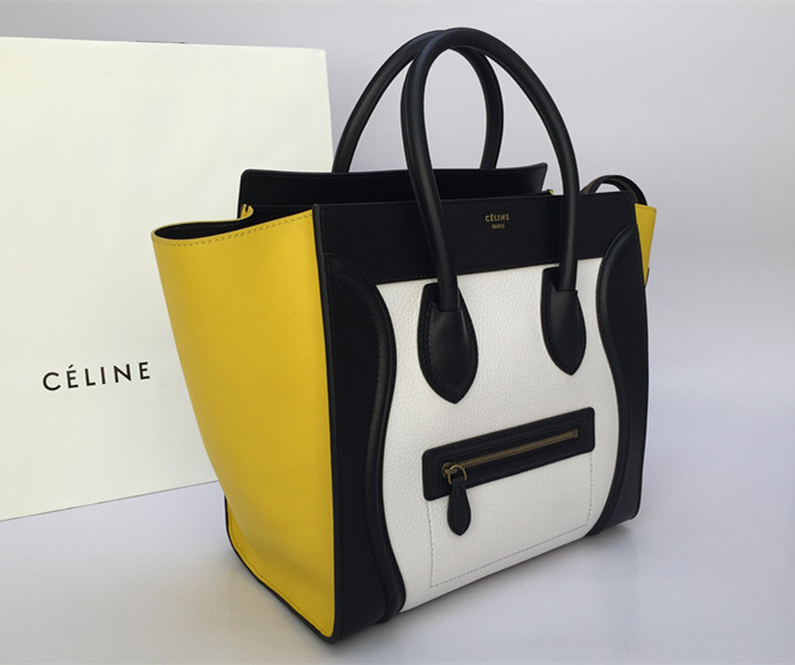 HighEnd Mini Luggage Celine Bag In White Multi Calfskin