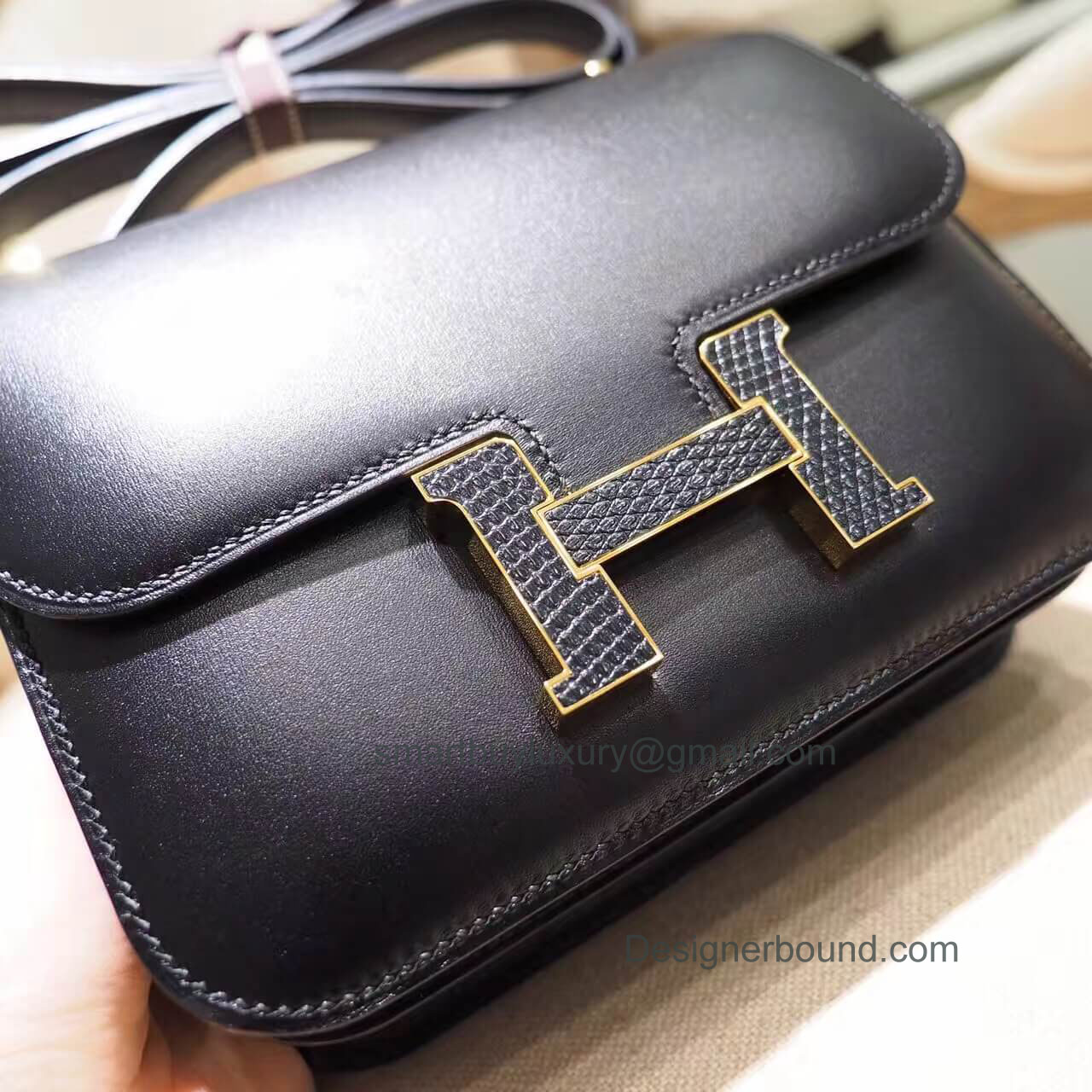 Hermes Mini Constance 18 ck89 Noir Box Bag Lizard H Buckle GHW Hermes