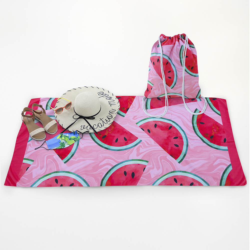 Beach Towel and Bag 2in1 Drawstring Beach Pool Swimming Picnic Travel