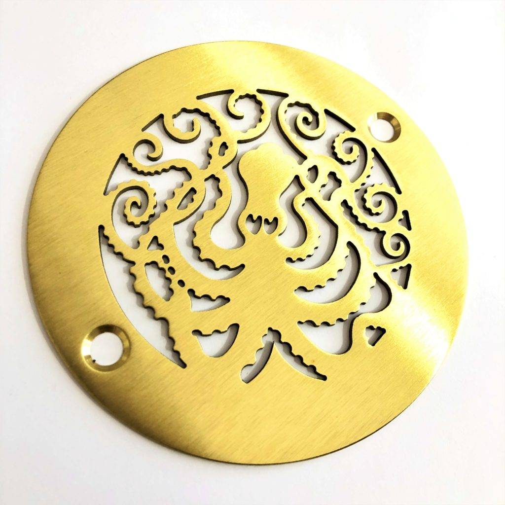 4 Inch Round Shower Drain Cover, Octopus Design
