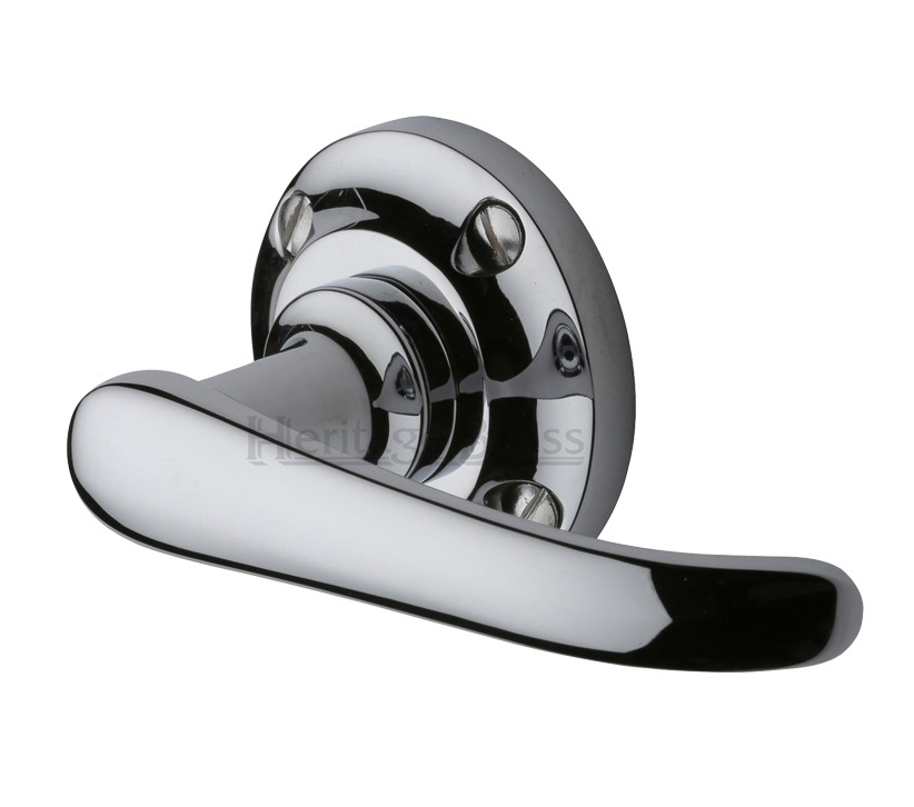 Heritage Brass Windsor Door Handles On Round Rose, Polished Chrome
