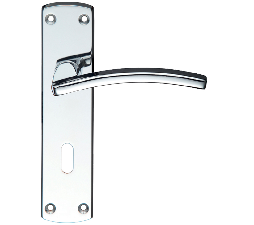 Zoo Hardware Stanza Toledo Contract Door Handles On Backplate, Polished