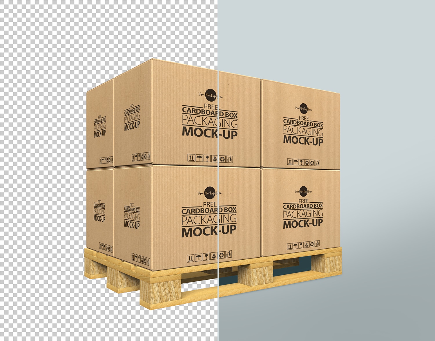 Free Cardboard Boxes on Pallet Mockup DesignHooks