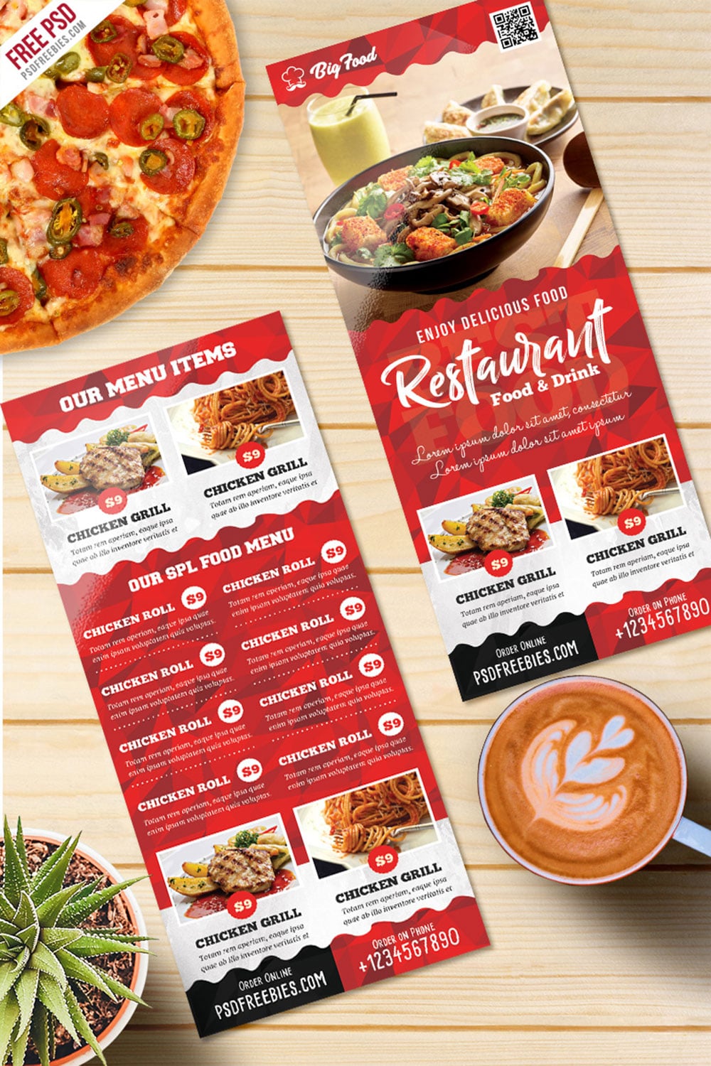 Download This Free Restaurant Menu Card Mockup in PSD