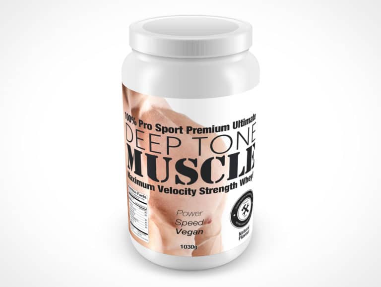 Free Protein Whey Container Mockup in PSD DesignHooks
