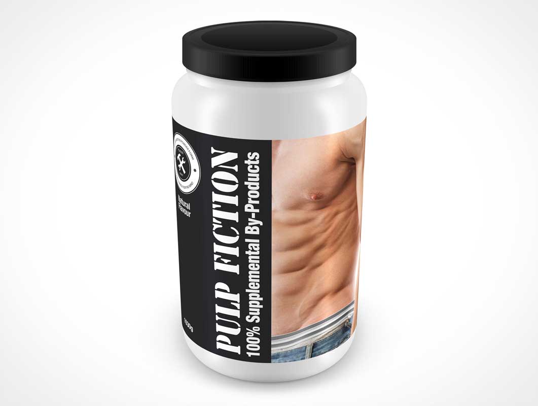 Free Protein Whey Container Mockup in PSD DesignHooks