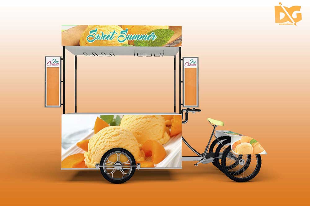 Free Download Ice Cream Cart Mockup in PSD Designhooks