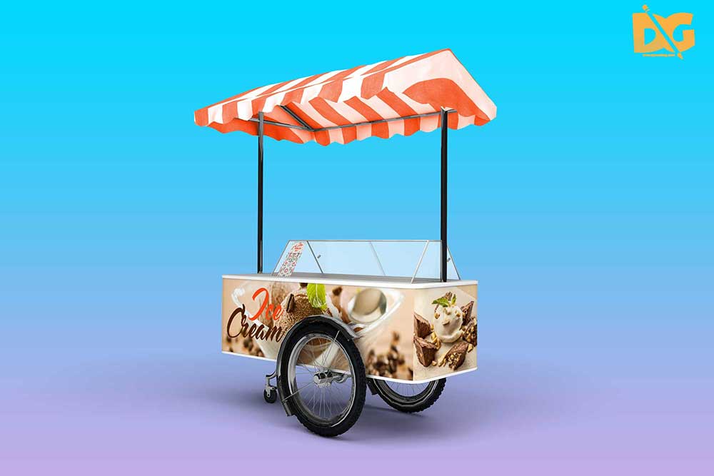 Free Download Ice Cream Cart Mockup in PSD Designhooks