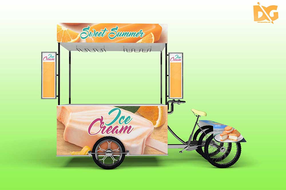 Free Download Ice Cream Cart Mockup in PSD Designhooks