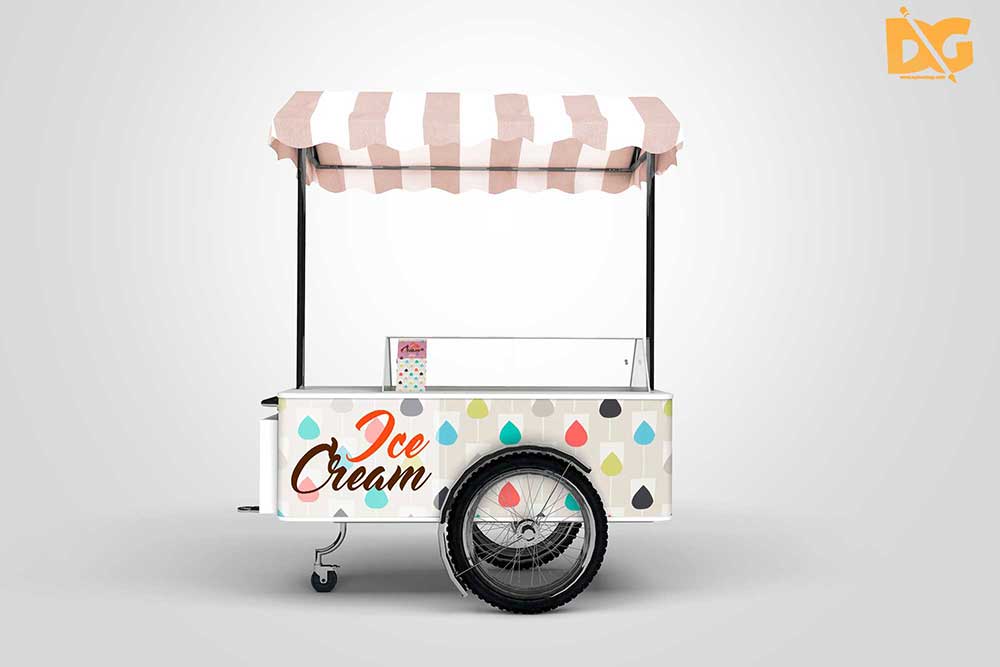 Free Download Ice Cream Cart Mockup in PSD Designhooks